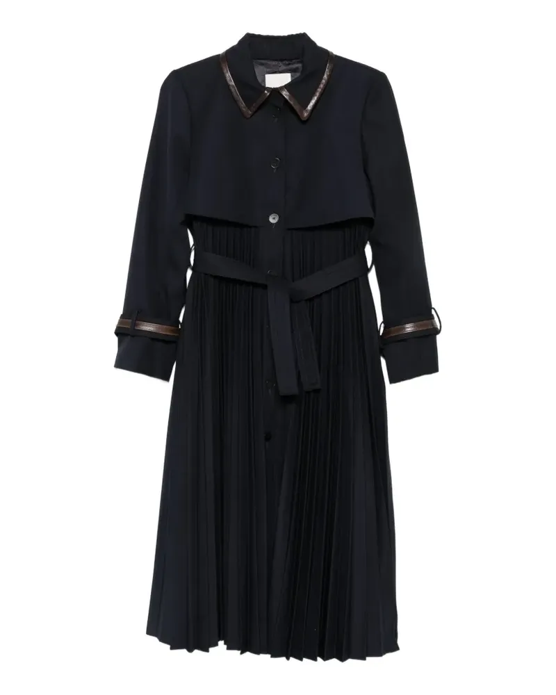 Sandro Trenchcoat mit Lederbesatz - Blau Blau