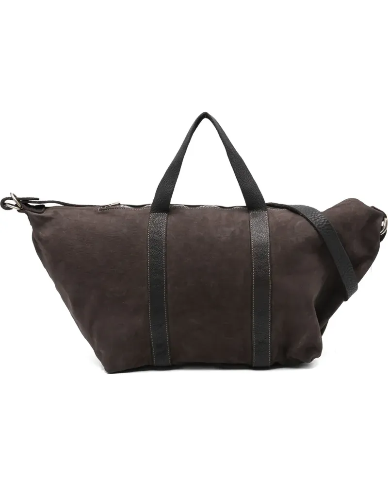 GUIDI Tote Bag aus Wildleder mit Reißverschluss - Braun Braun