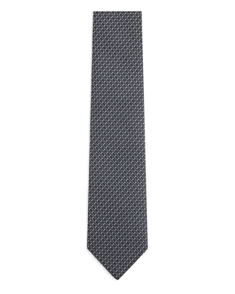 Ermenegildo Zegna Geometrisch gemusterte Seidenkrawatte - Schwarz Schwarz