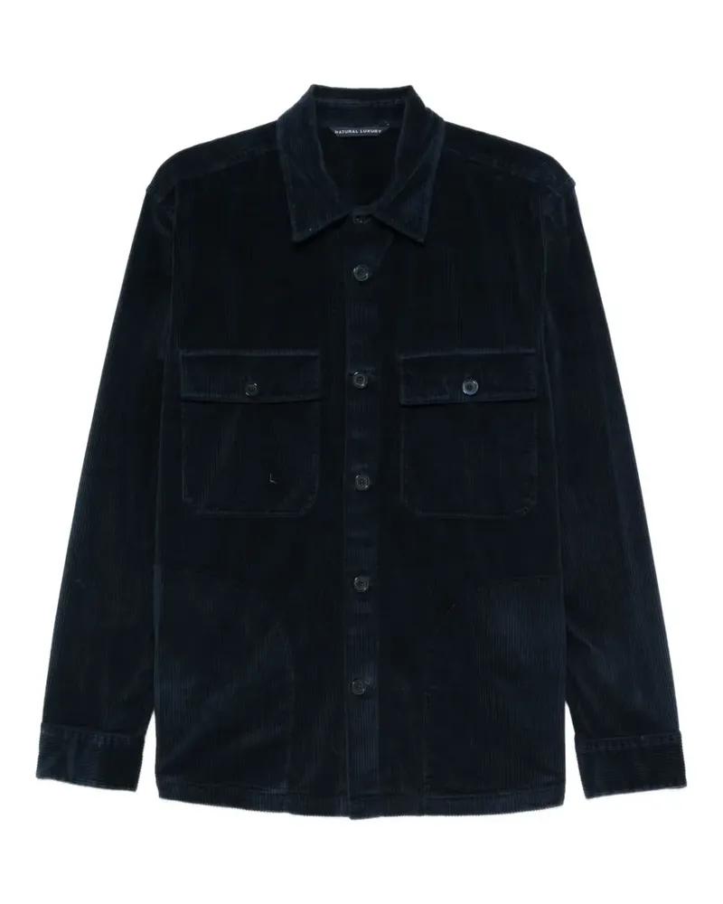 120% Lino Cordhemd mit Tasche - Blau Blau