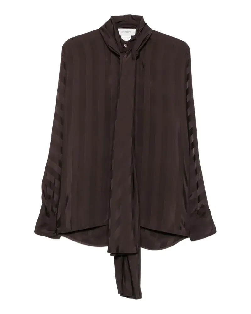 SPORTMAX Gestreifte Corsaro Bluse mit Schleife - Braun Braun