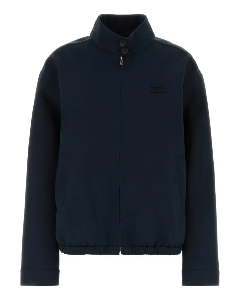 Miu Miu logo-embroidered elasticated-hem jacket - Blau Blau