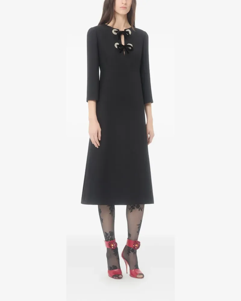 Valentino Garavani Midikleid mit Strassstickerei - Schwarz Schwarz