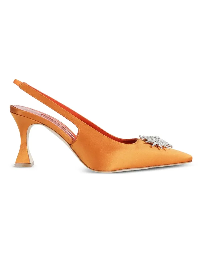 Manolo Blahnik Ronconasli embellished slingback pumps - Orange Orange