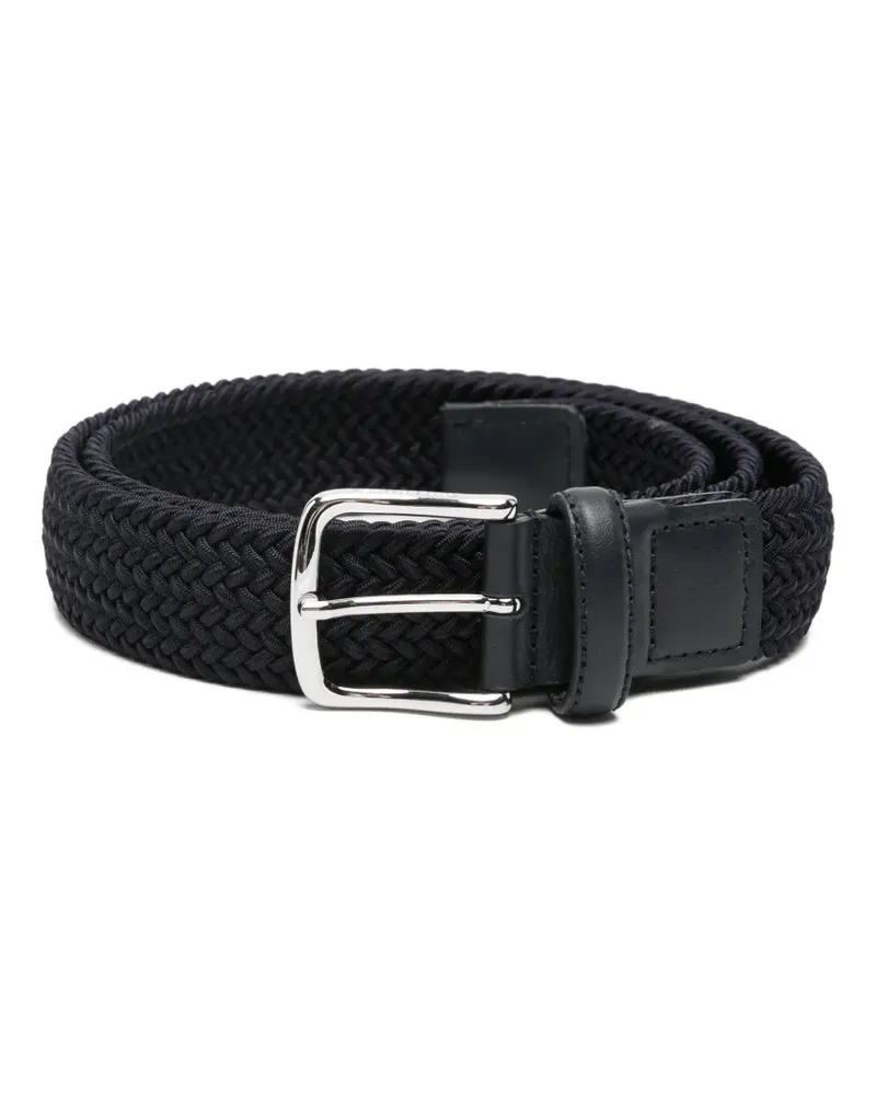 Jacob Cohën Geflochtener Gürtel mit Lederbesatz - Blau Blau
