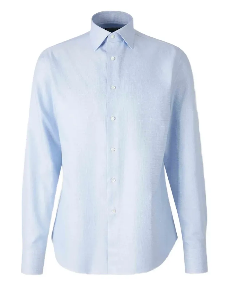 Canali Strukturiertes Hemd mit Knopfmanschetten - Blau Blau