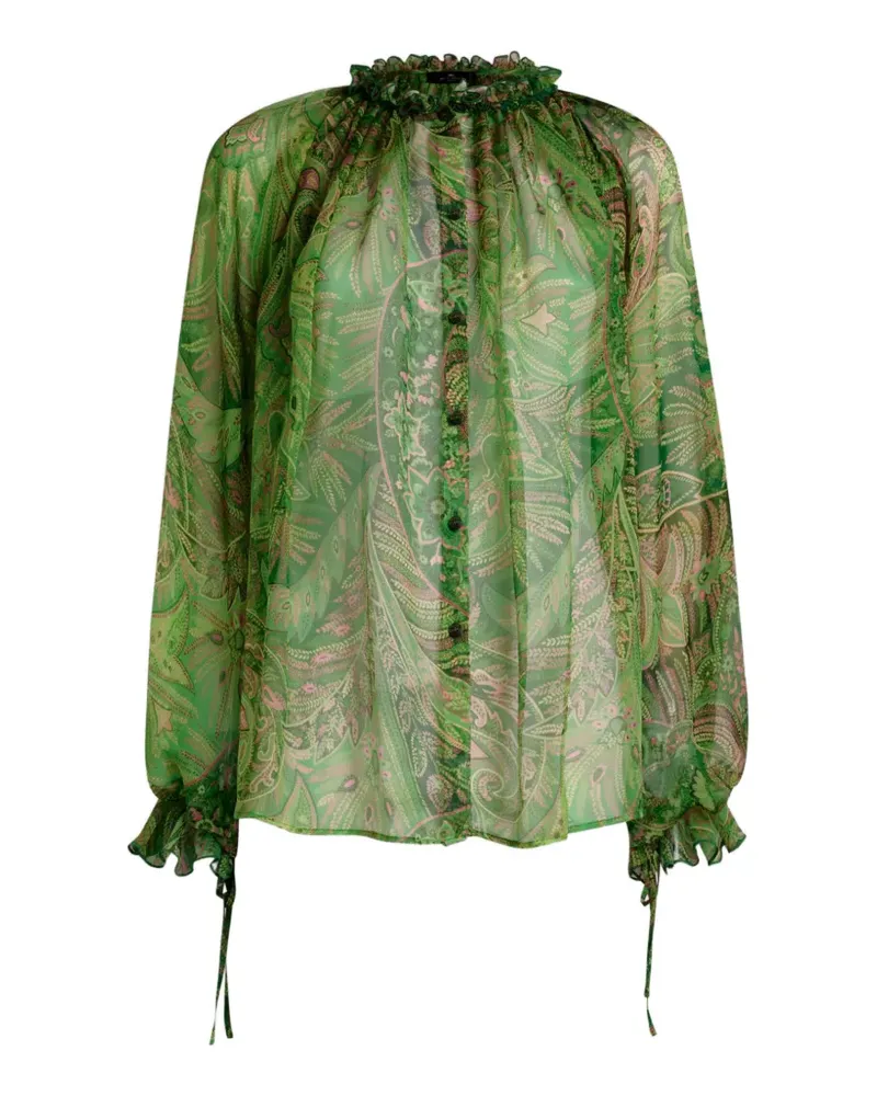 Etro Gerüschtes Hemd mit Paisleymuster - Grün Grün