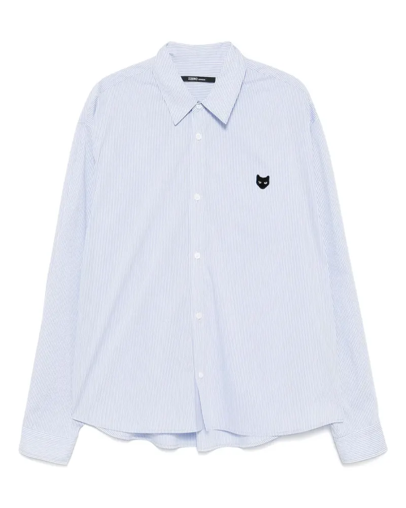 SONGZIO Cropped-Hemd mit abgerundetem Saum - Blau Blau
