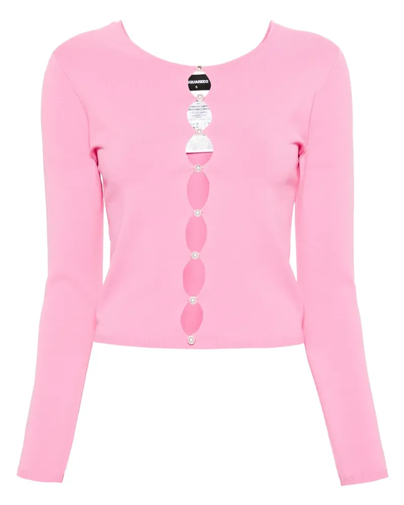 Dsquared2 Cut-Out-Cardigan mit Kunstperlen - Rosa Rosa