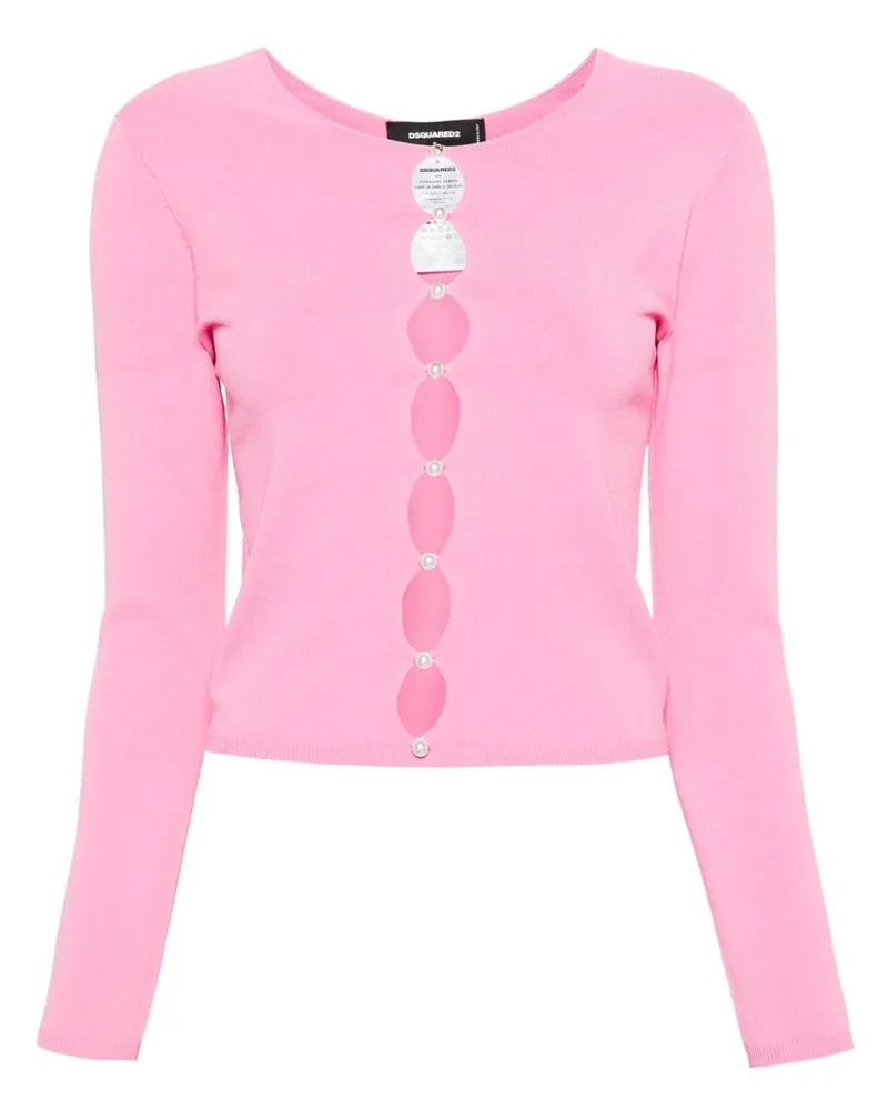 Dsquared2 Cut-Out-Cardigan mit Kunstperlen - Rosa Rosa