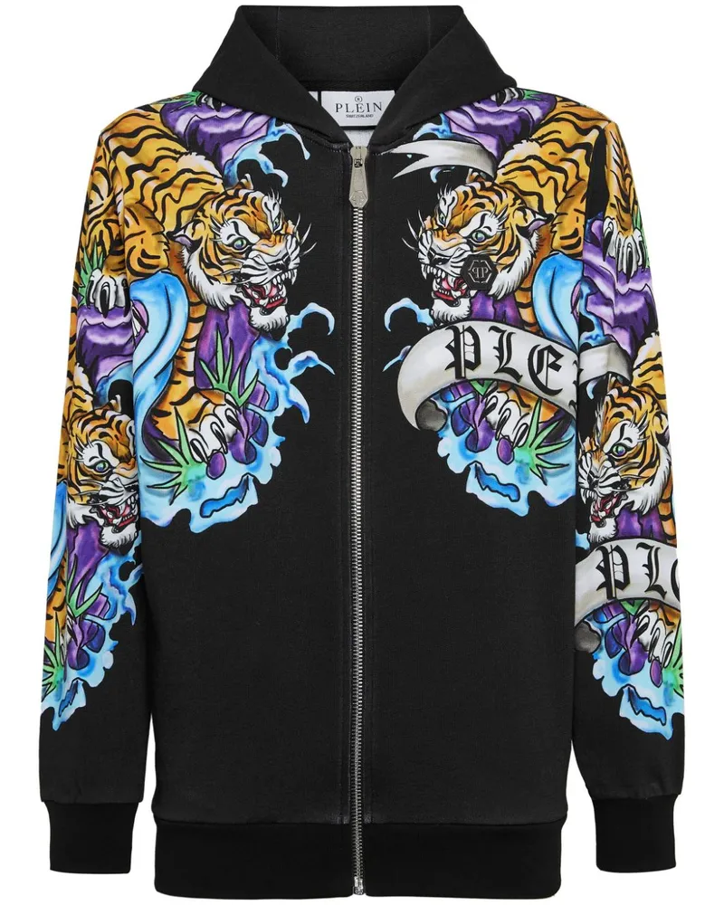 Philipp Plein Kapuzenjacke mit Tattoo-Print - Schwarz Schwarz