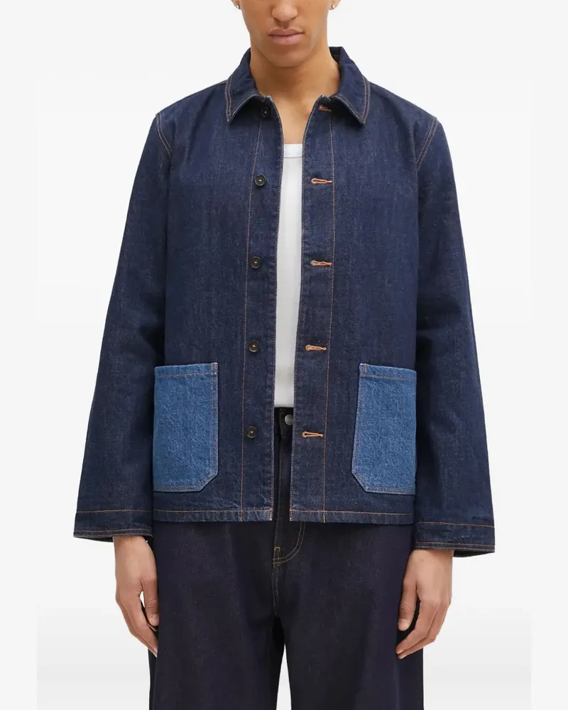 A.P.C. Jeansjacke mit Kontrasttasche - Blau Blau