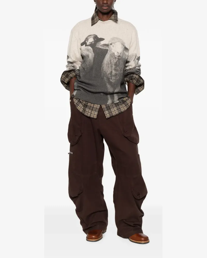 Moschino sheep-print crewneck sweater - Nude Nude