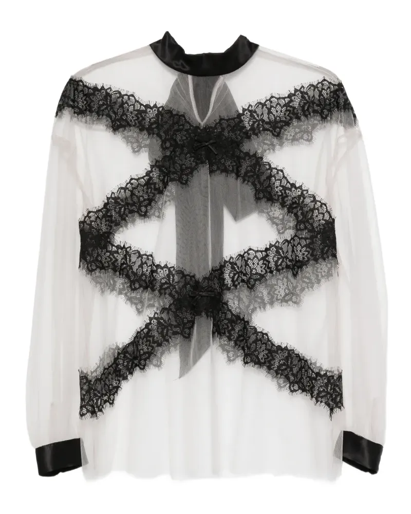 Viktor & Rolf Bluse mit Spitzenborten - Grau Grau