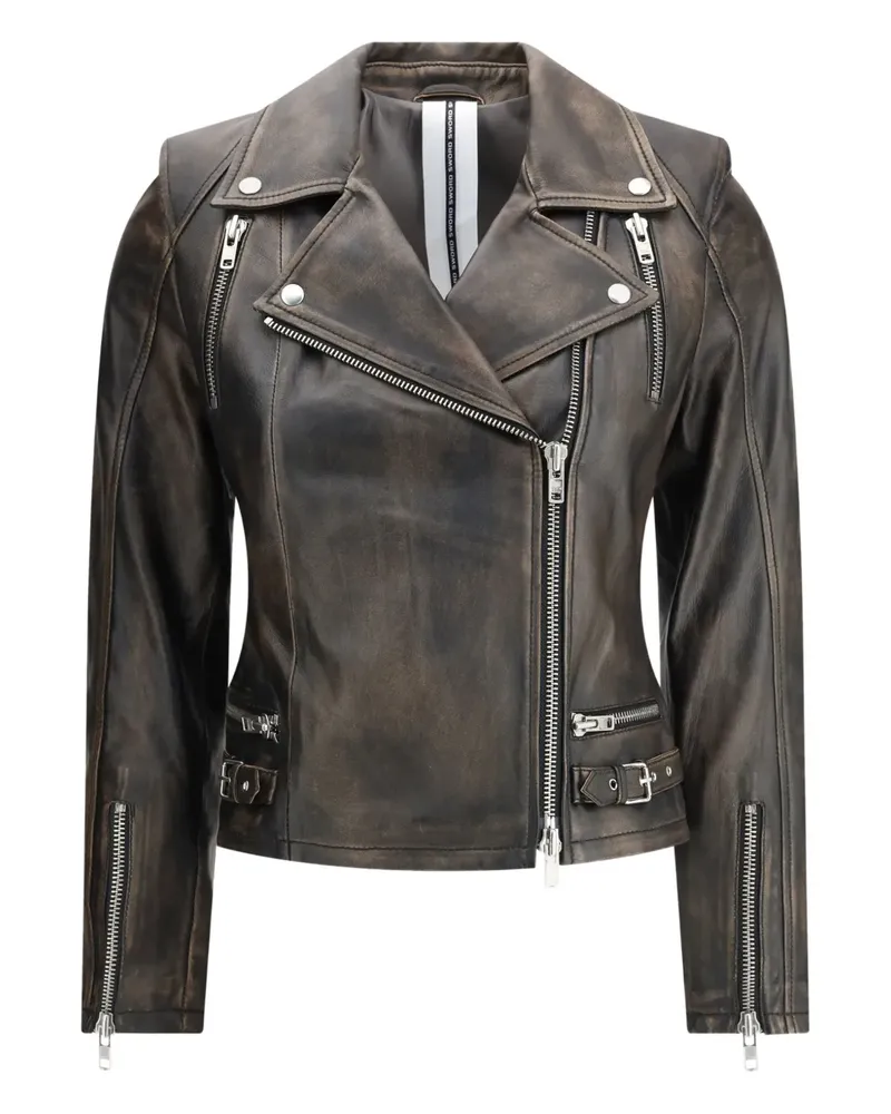 s.w.o.r.d 6.6.44 zip leather jacket - Braun Braun