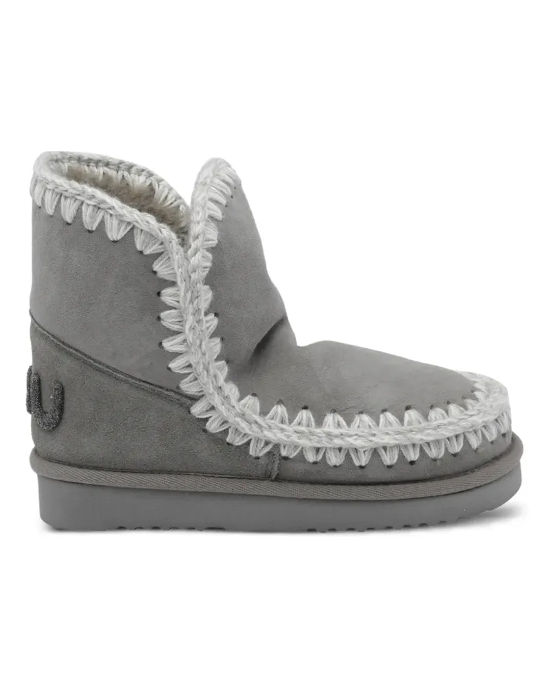 Mou Eskimo Stiefel mit gehäkeltem Besatz - Grau Grau
