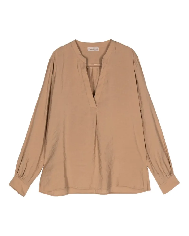 Blanca Bluse mit langen Ärmeln - Nude Nude