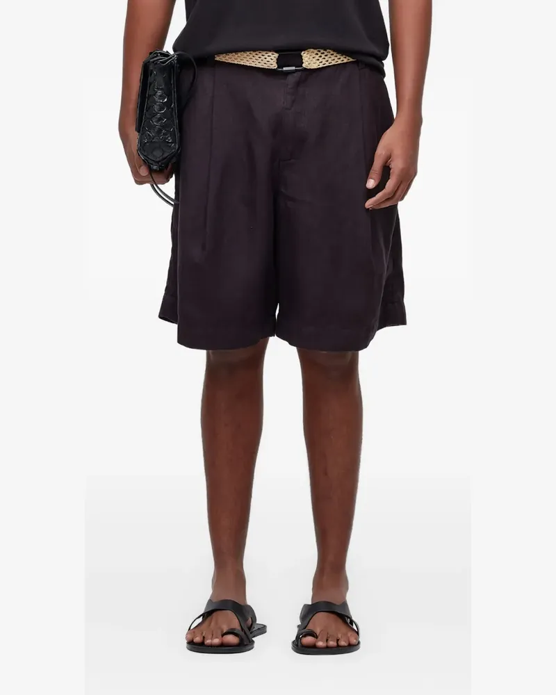 Osklen Leinen-Shorts mit Falten - Schwarz Schwarz