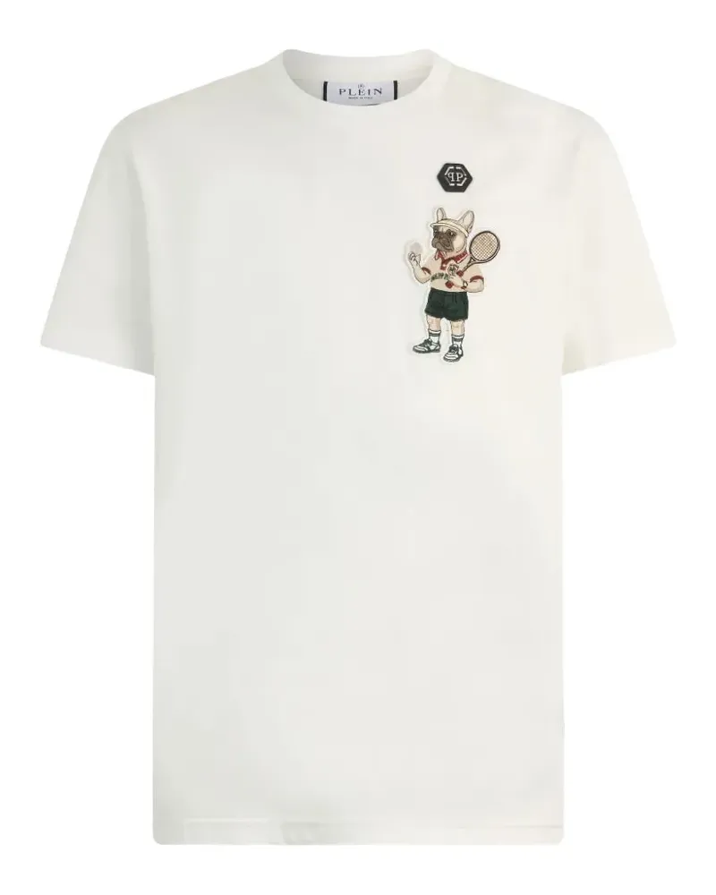 Philipp Plein New York Tennis T-Shirt mit besticktem Patch - Nude Nude