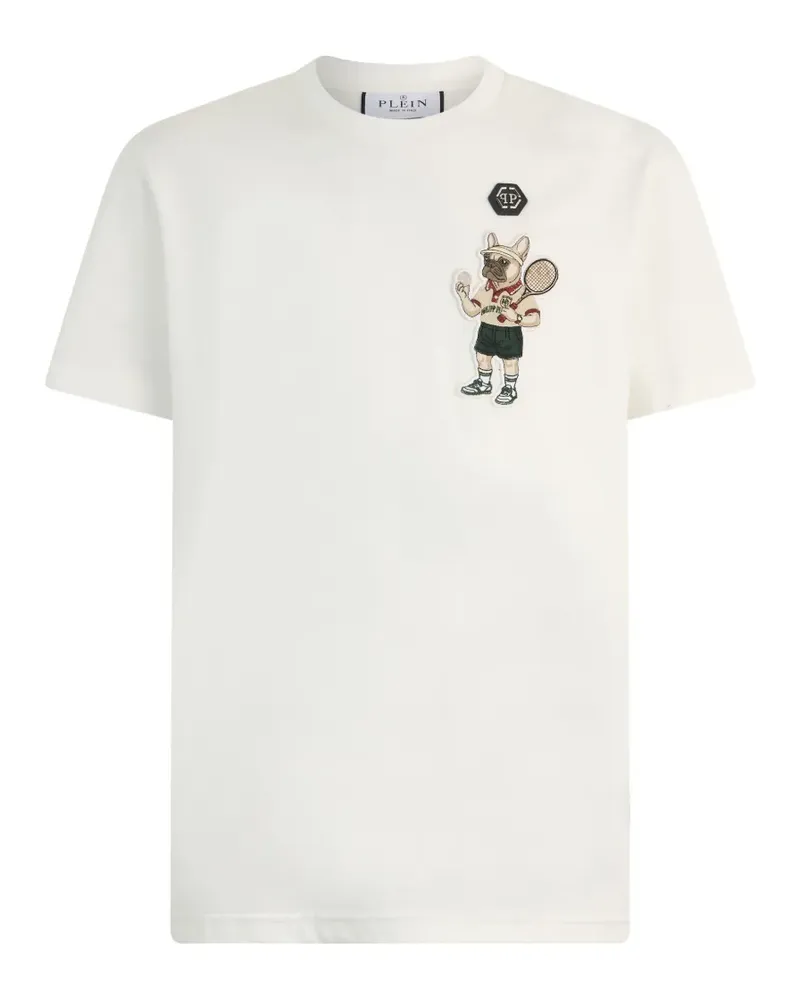 Philipp Plein New York Tennis embroidered-patch round-neck T-shirt - Nude Nude