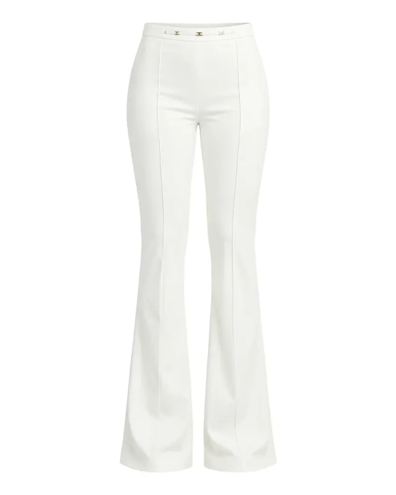 Elisabetta Franchi logo-plaque flared trousers - Weiß Weiß