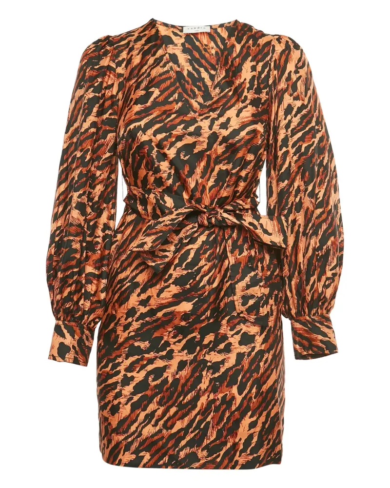 Sandro silk animal-print mini dress - Orange Orange