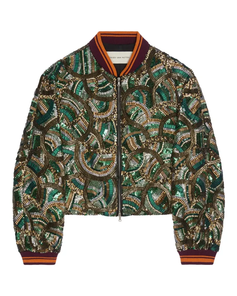 Dries van Noten Bestickte Bomberjacke - Grün Grün