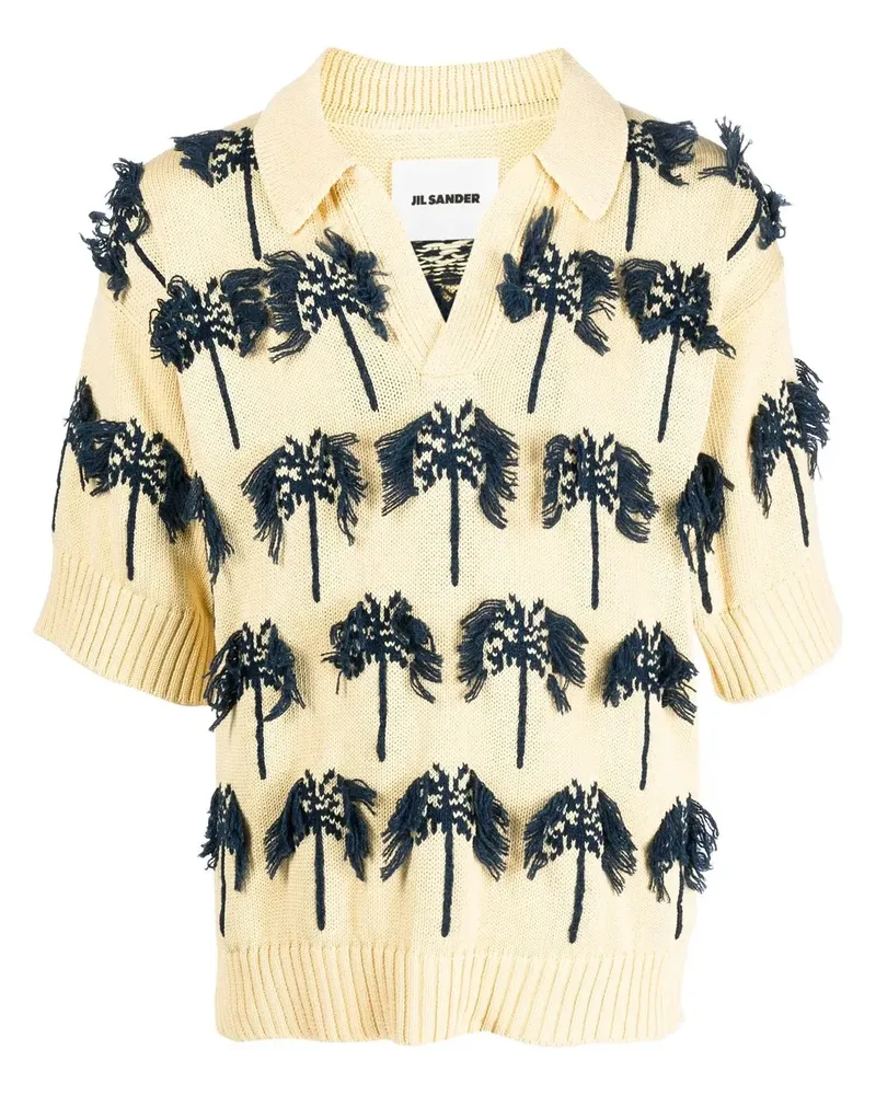 Jil Sander Poloshirt mit Palmen - Gelb Gelb
