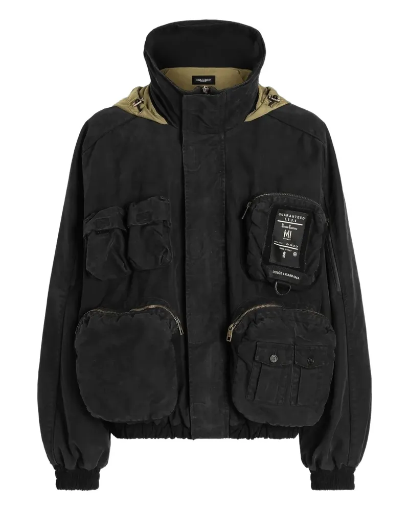 Dolce & Gabbana Kapuzenjacke mit aufgesetzten Taschen - Schwarz Schwarz