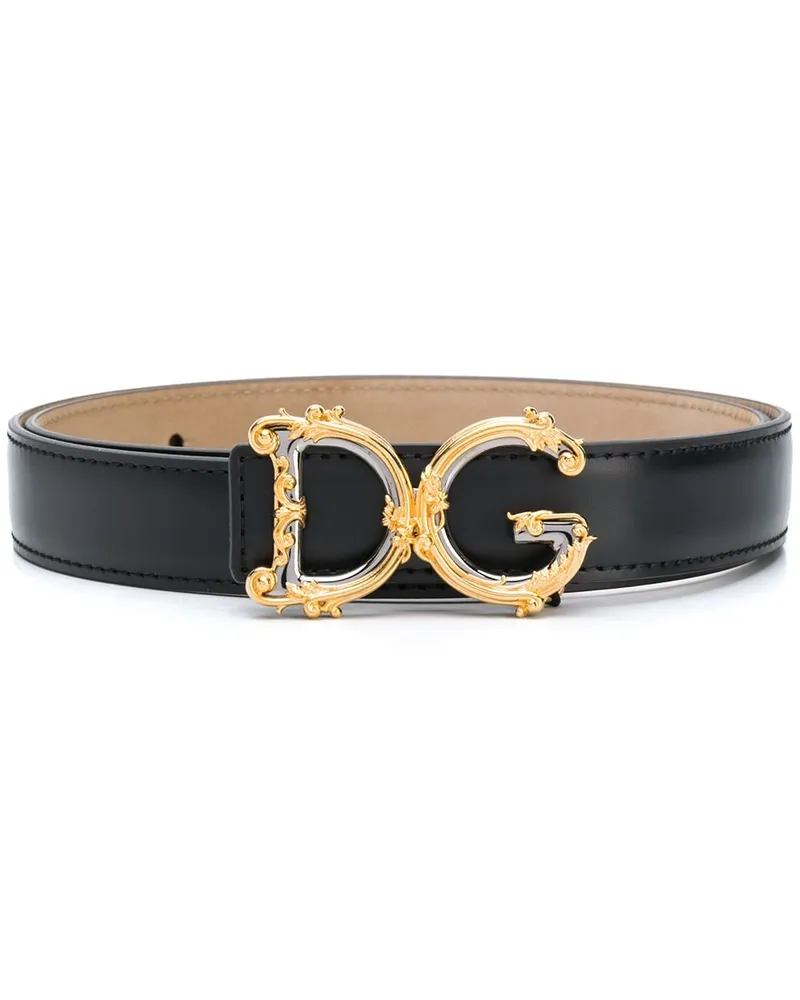 Dolce & Gabbana Gürtel mit DG-Schnalle - Schwarz Schwarz