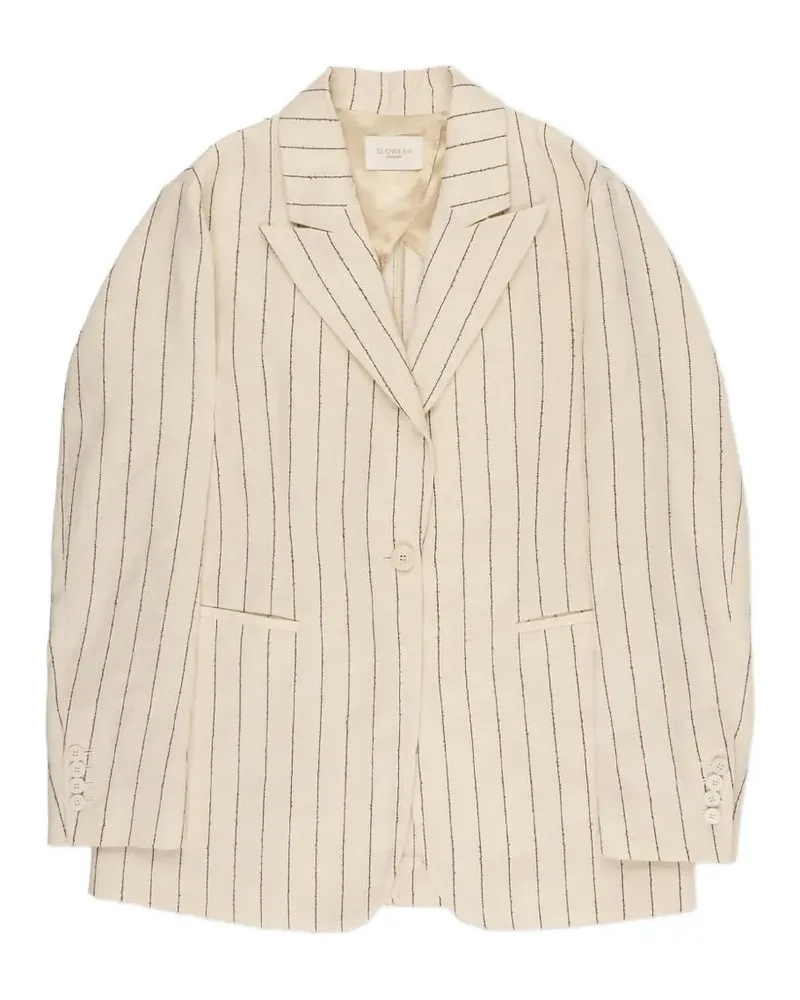 Slowear pinstripe-pattern notched-lapels blazer - Nude Nude