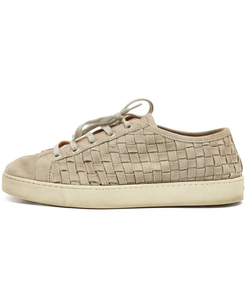 Santoni Pre-owned gewebte Sneakers mit Schnürung - Nude Nude