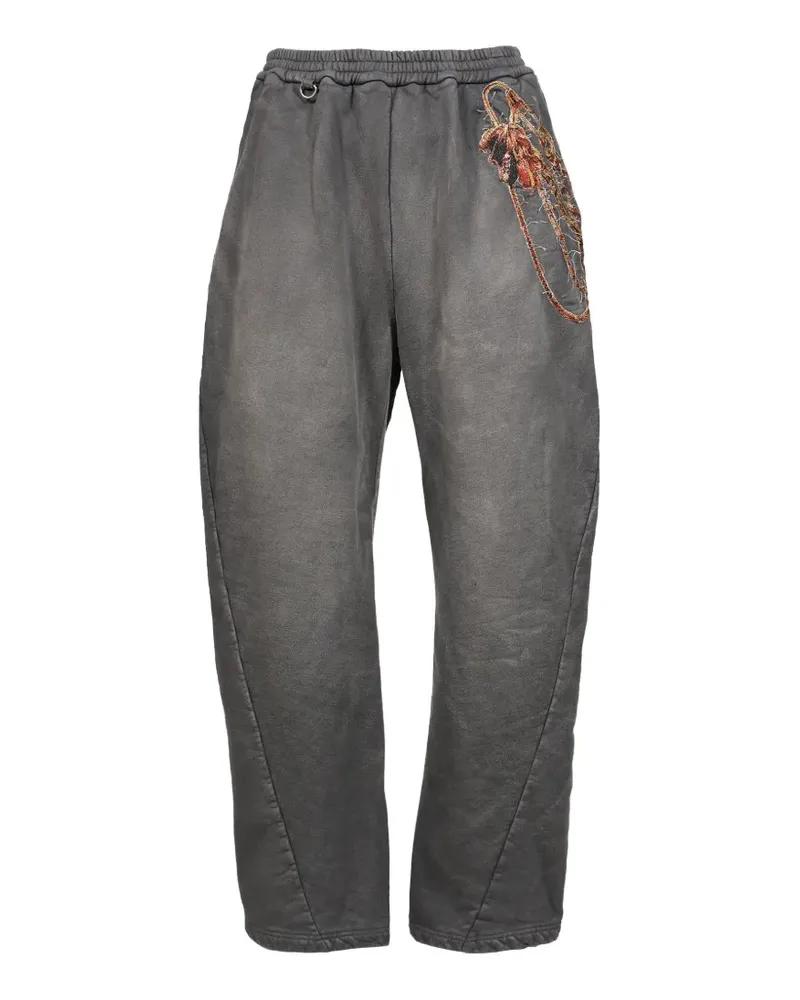 Doublet Trompe L’oeil embroidery-detail cotton track pants - Schwarz Schwarz
