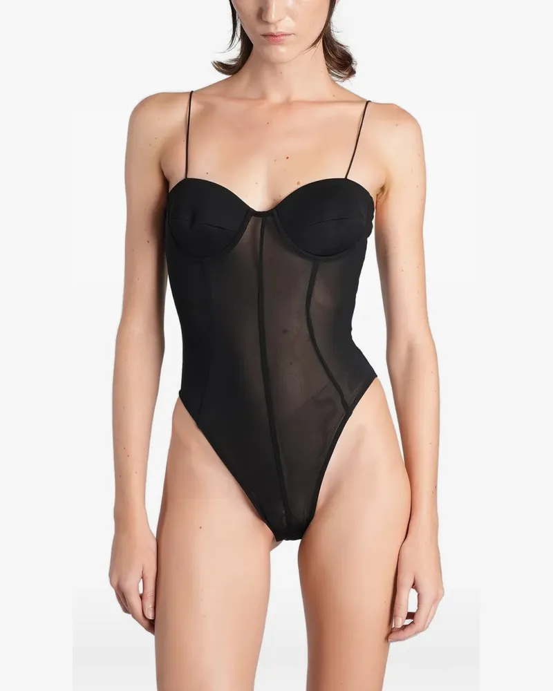 Alex Perry sheer-panelled bodysuit - Schwarz Schwarz