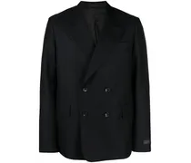 Doppelreihiges Sakko mit Karo - Blau