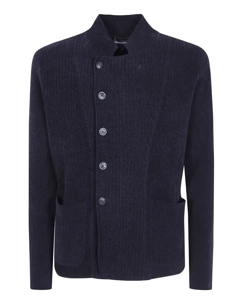 Emporio Armani Gerippte Capsule Collection Jacke mit exzentrischem Verschluss - Schwarz Schwarz