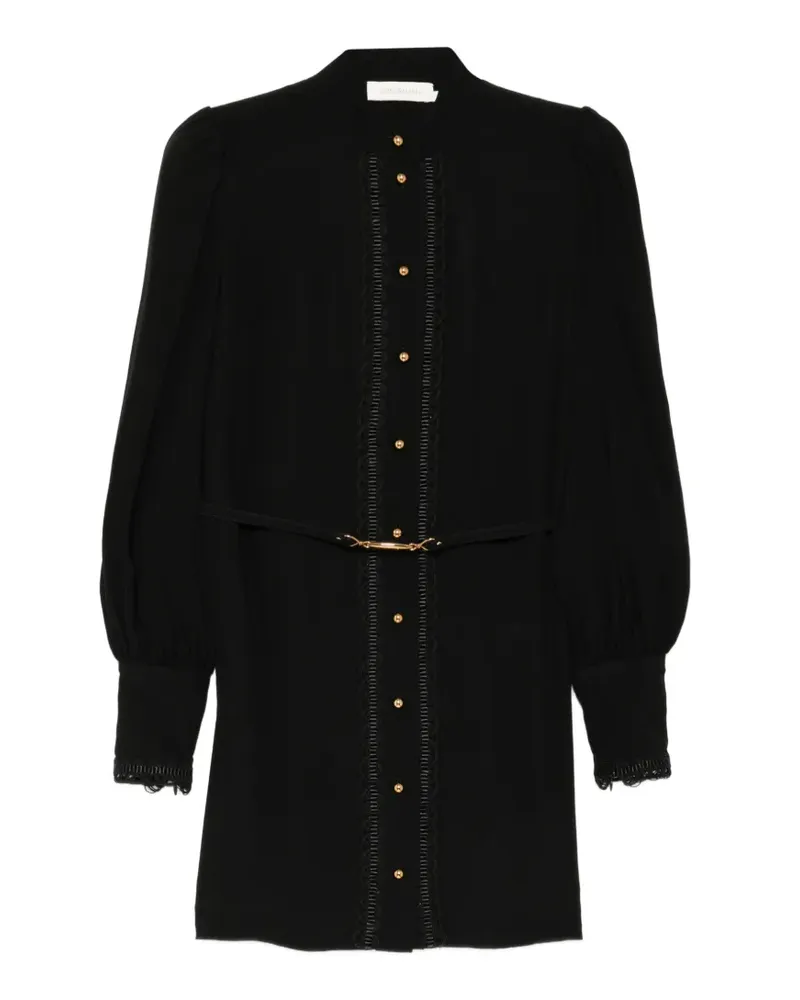 Zimmermann Geripptes Minikleid - Schwarz Schwarz