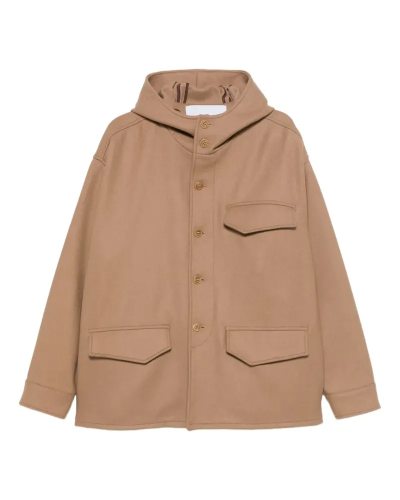IH NOM UH NIT hooded flap-pocket coat - Nude Nude