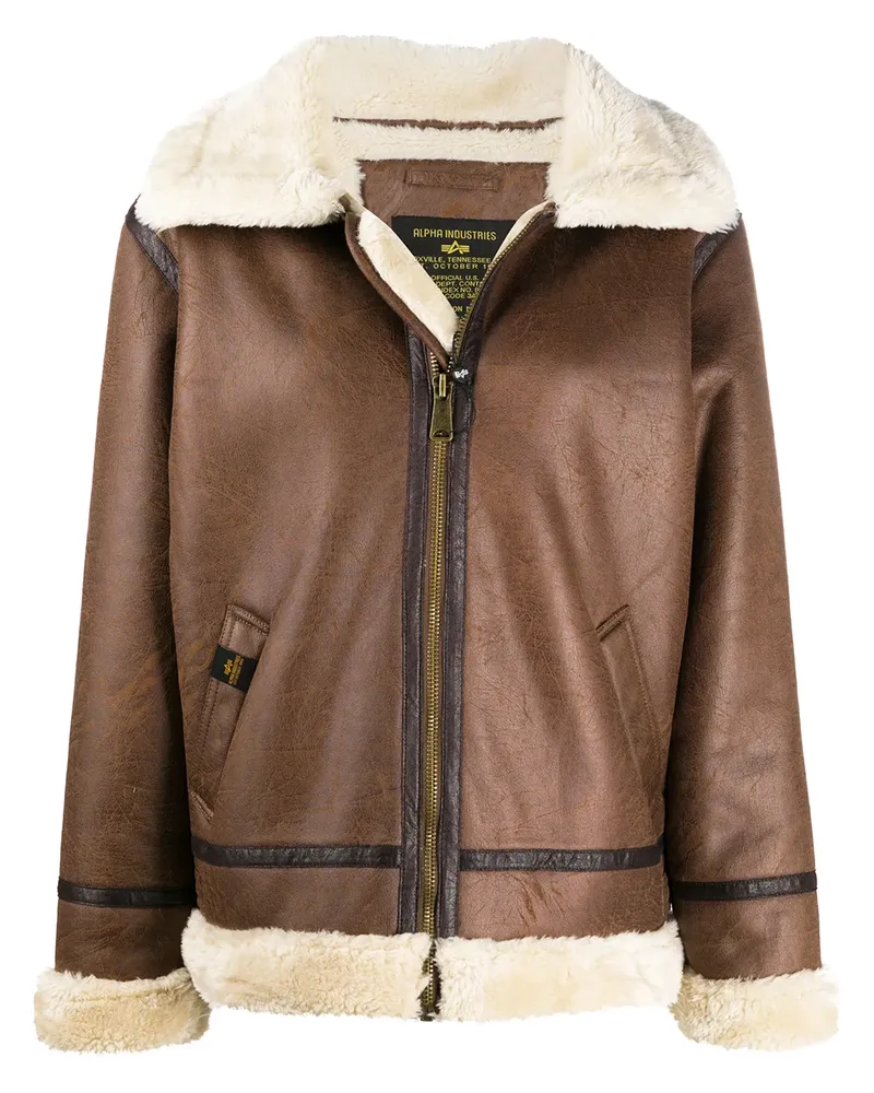 Alpha Industries Pilotenjacke aus Faux Shearling - Braun Braun