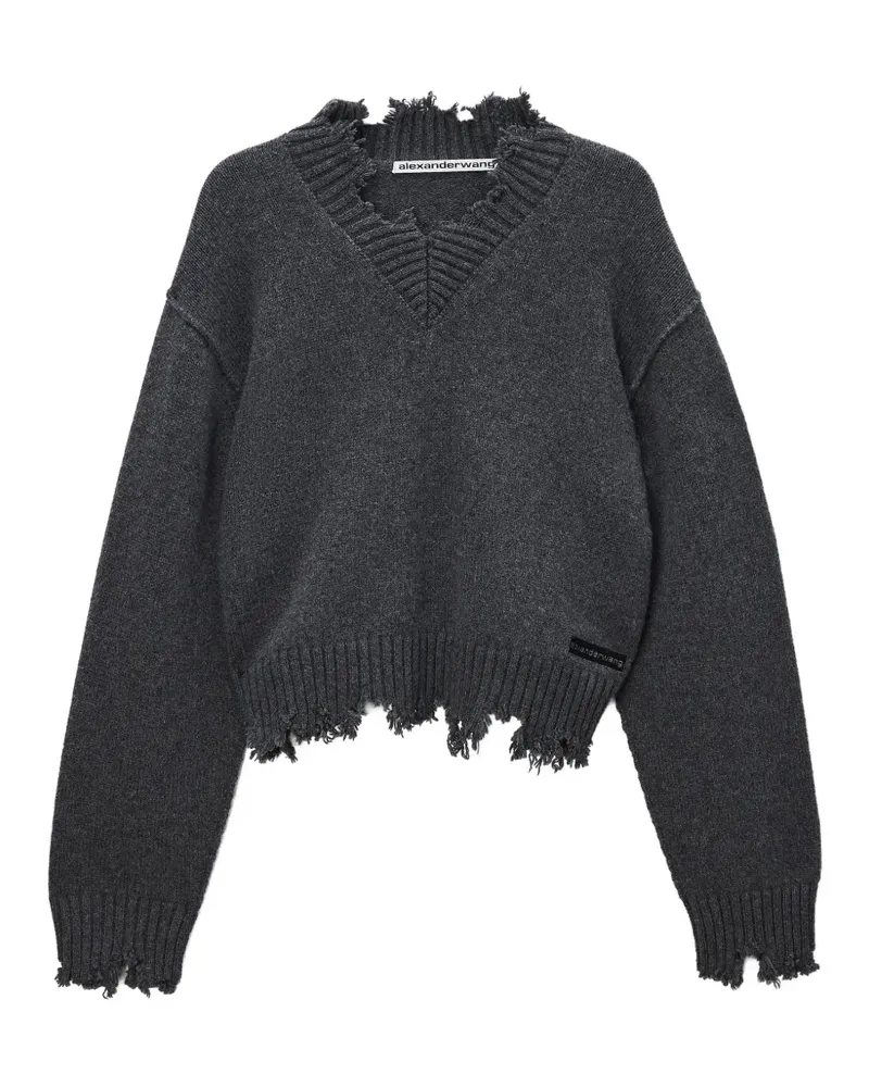 Alexander Wang grunge cropped V-neck pullover - Grau Grau