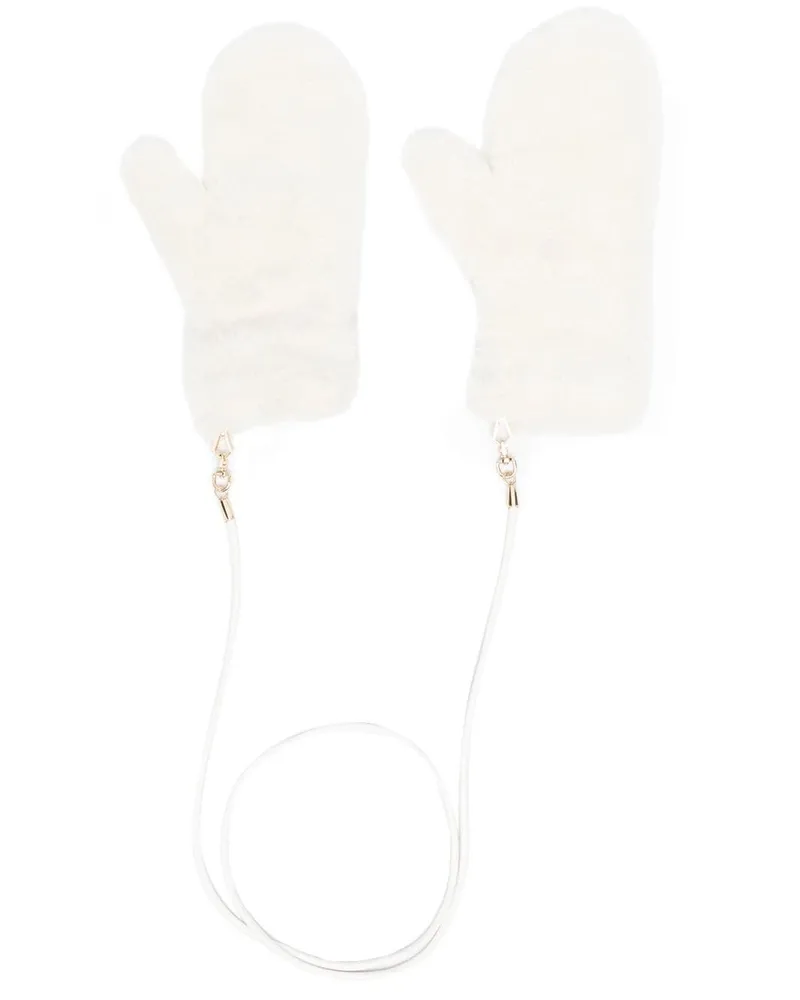 Max Mara Handschuhe mit abnehmbaren Riemen - Weiß Weiß