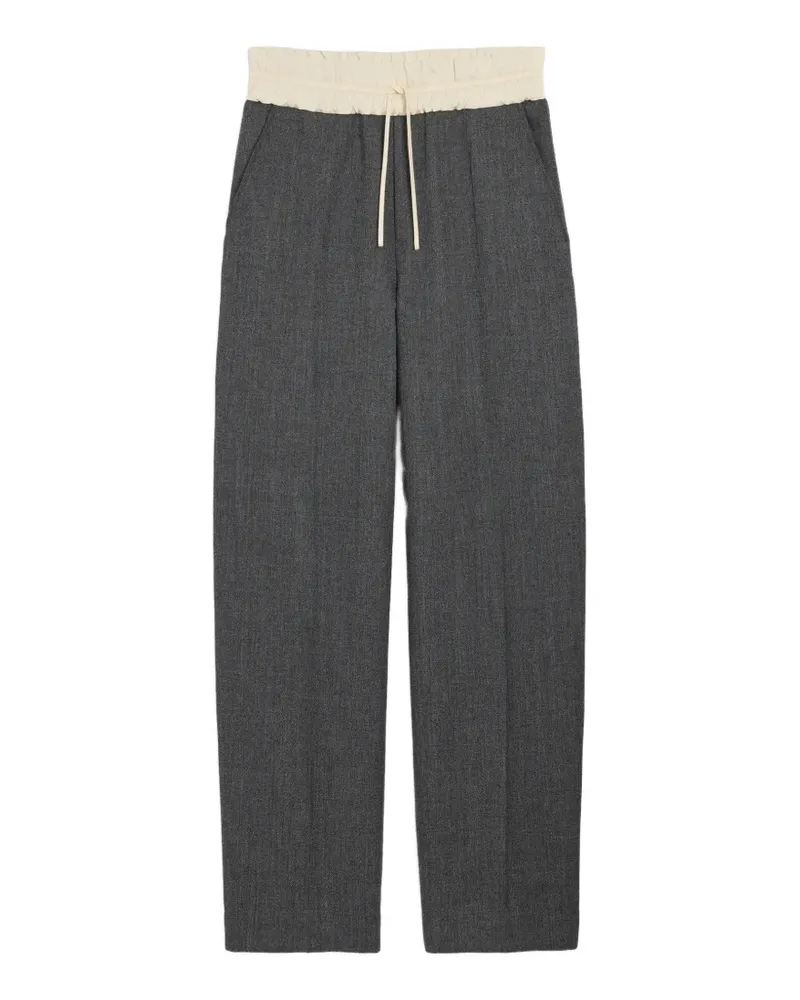 AMI Paris Hose aus Wolle und Satin mit elastischem Bund - Grau Grau