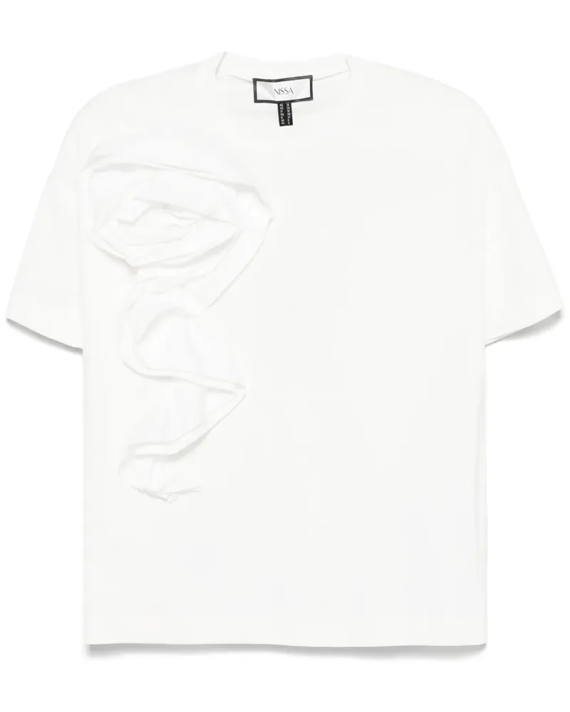 NISSA T-Shirt mit Blumenapplikation - Weiß Weiß