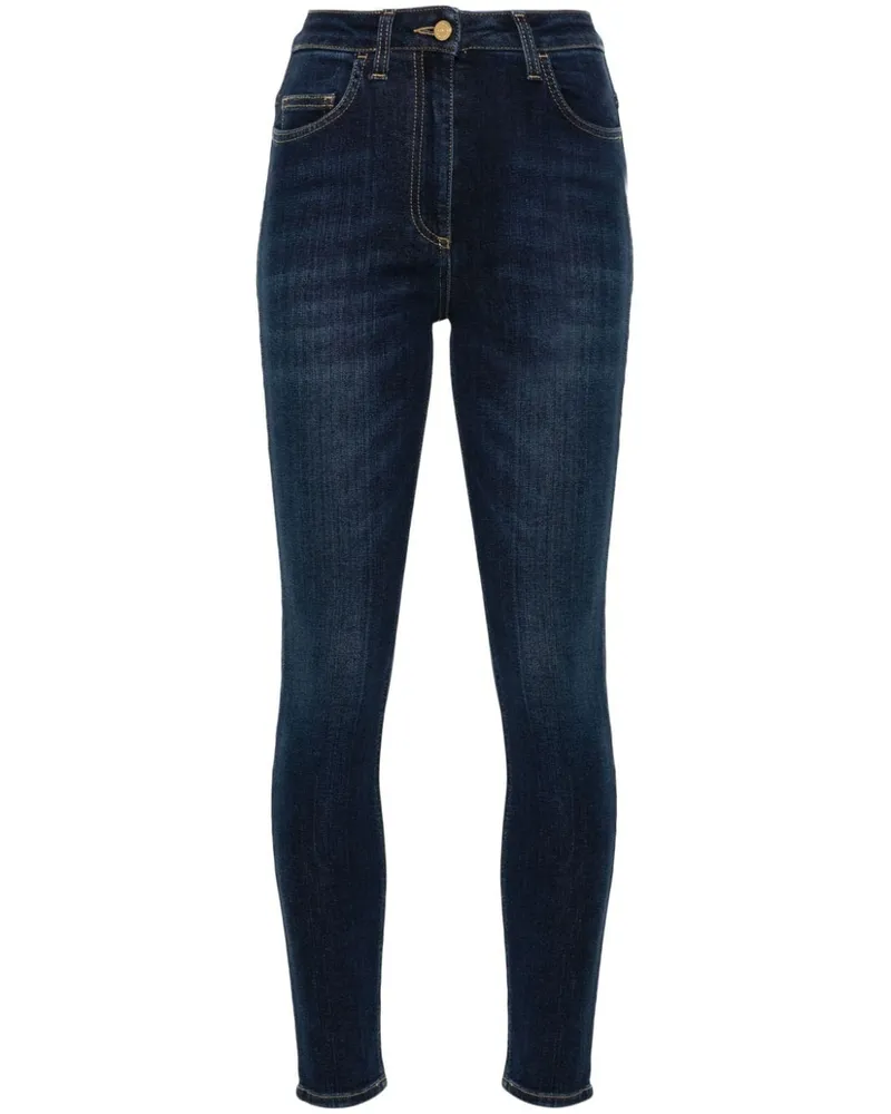 Elisabetta Franchi Skinny-Jeans mit Logo-Schild Blau