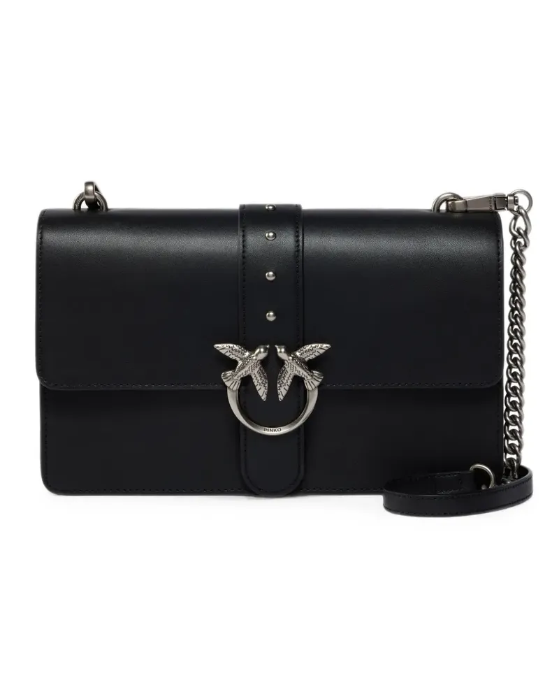 Pinko medium Love bag one leather handbag with new buckle - Schwarz Schwarz