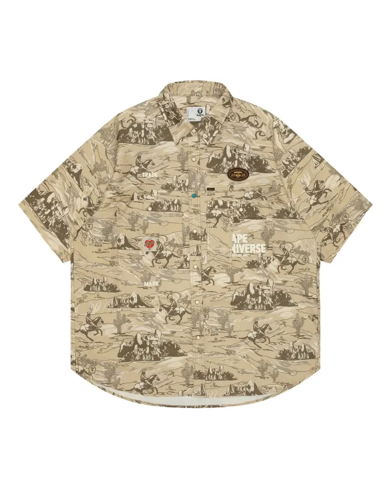 BAPE Hemd mit Logo-Stickerei - Nude Nude