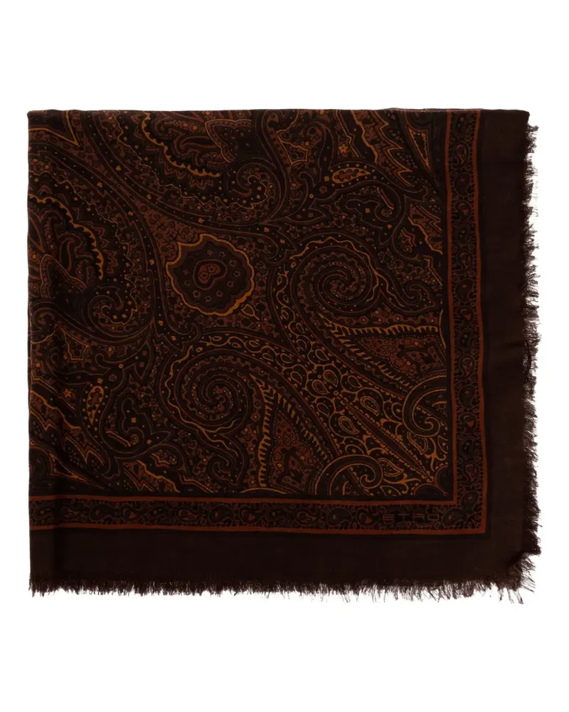 Etro Ausgefranster Schal mit Paisley-Print - Braun Braun
