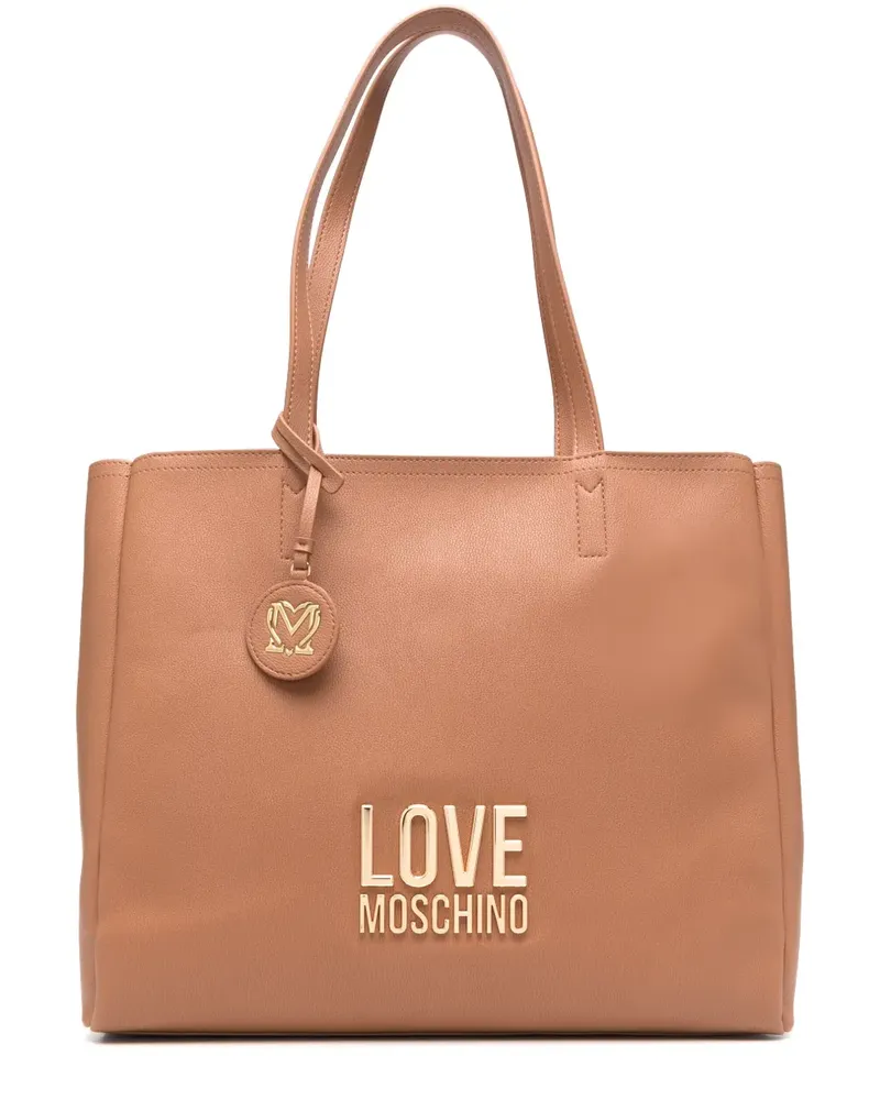Moschino Schultertasche mit Logo-Schild - Braun Braun