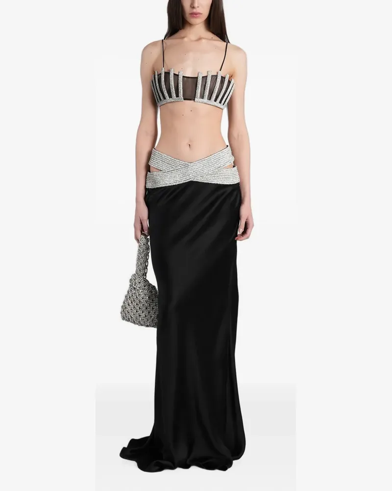 Nuè crystal-embellished cut-out skirt - Schwarz Schwarz