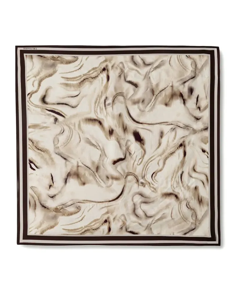 Trussardi Schal mit Marmor-Print und Bordüre - Nude Nude
